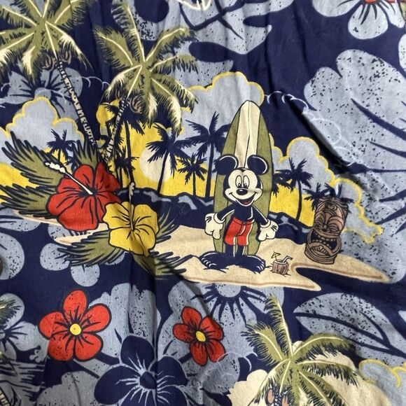 Disney Parks Kids Mickey Mouse Aloha Surf Hawaiian Button Down Shirt Size XL - Picture 3 of 10